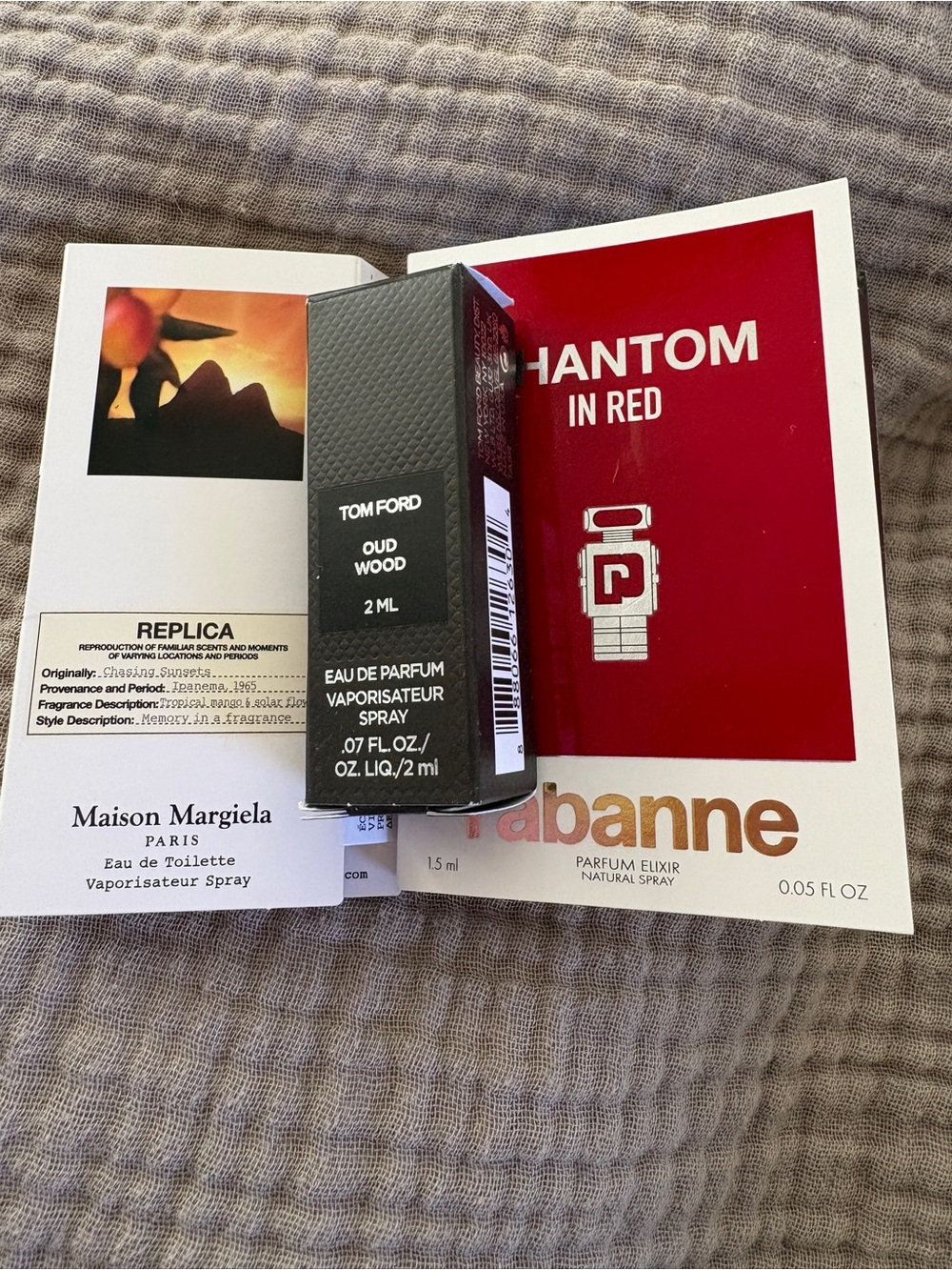 Tom Ford Oud Wood Sample 2ml maison margiela 1.5 ml paco rabanne 1.5ml